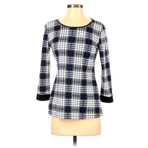 Jules & Leopold Plaid Striped Pullover Top size M stretch casual career workwear